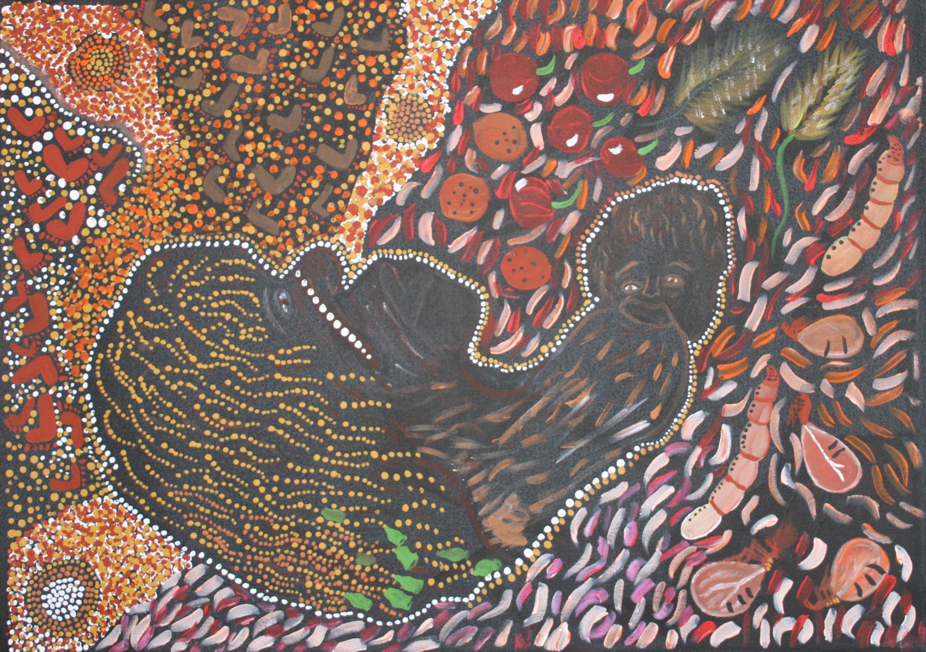 Minyma and Tjitji in the bush